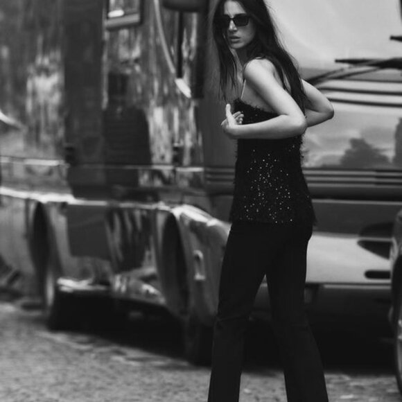 ZARA FRINGE AND SEQUIN BUSTIER TOP - Picture 6 of 10